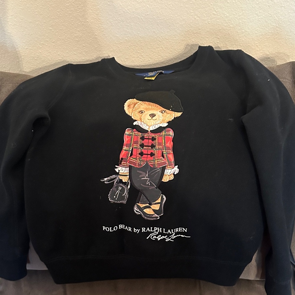 Ralph Lauren Black Sweatshirt with Polo Bear Design